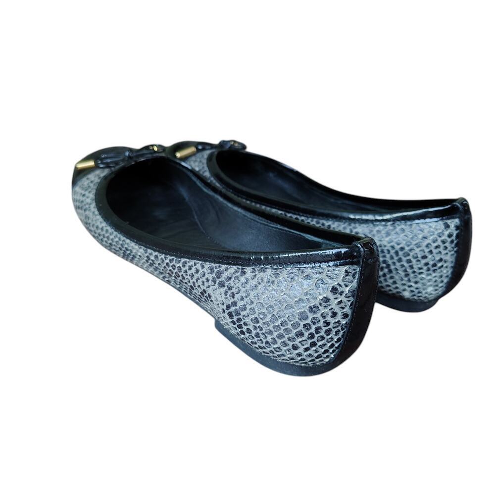 Tory Burch Gray Python Embossed Leather & Black P… - image 6